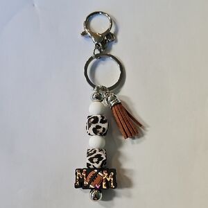 Leopard Print Keychain with Brown Tassel